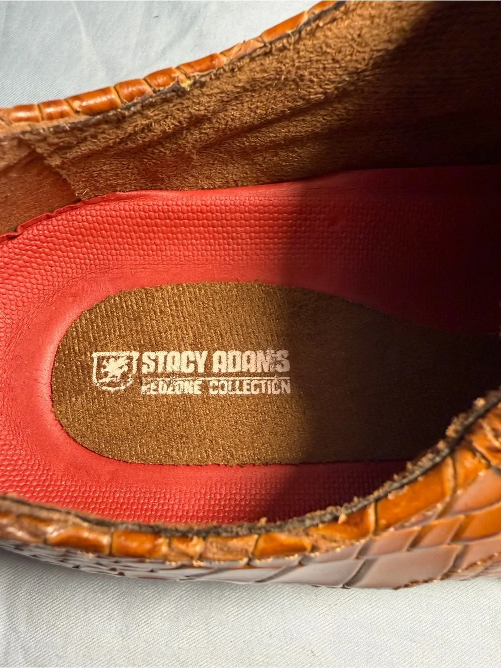 Stacy Adams Cognac Croc-Embossed Leather Oxfords